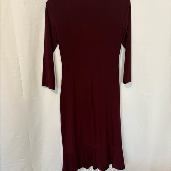Lauren Ralph Lauren Burgundy Ruched Sheath Dress Size 4 - Picture 8 of 10